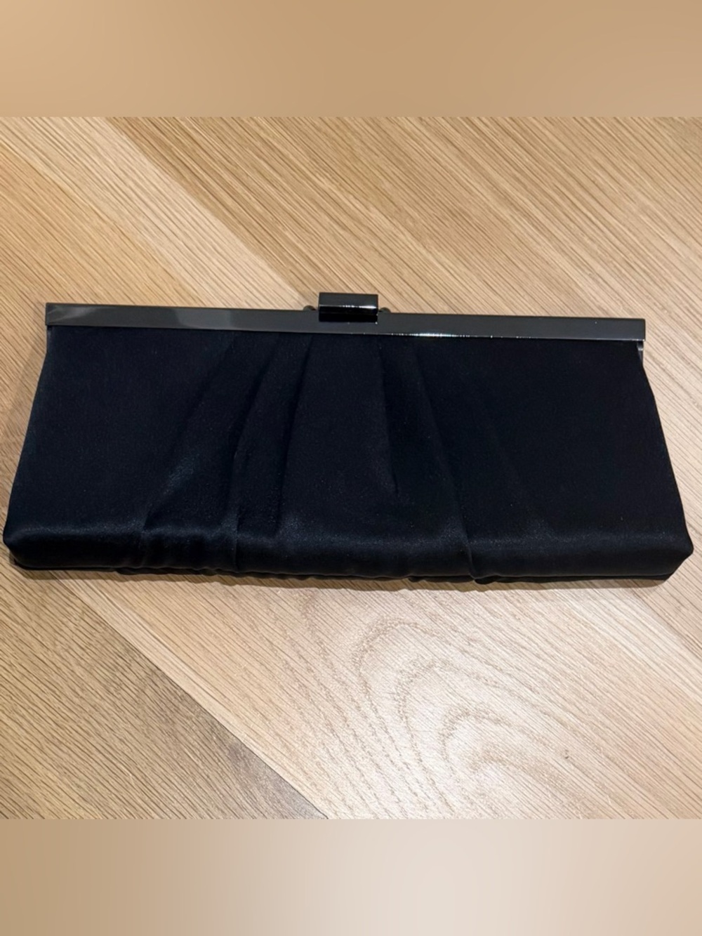 Jessica McClintock Black Satin Clutch Bag